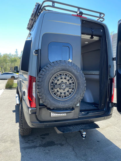 EXPEDITION TIRE CARRIER - ALUMINUM (2019+ SPRINTER VAN & 2020 REVEL/STORYTELLER) VS30.