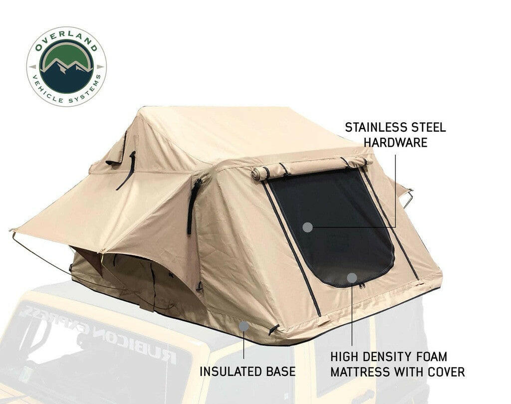 TMBK 3 Person Roof Top Tent with Green Rain Fly.