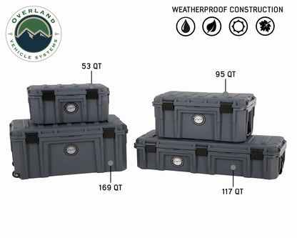 169 QT Dry Box with Wheels, Drain, and Bottle Opener - Dark Grey.