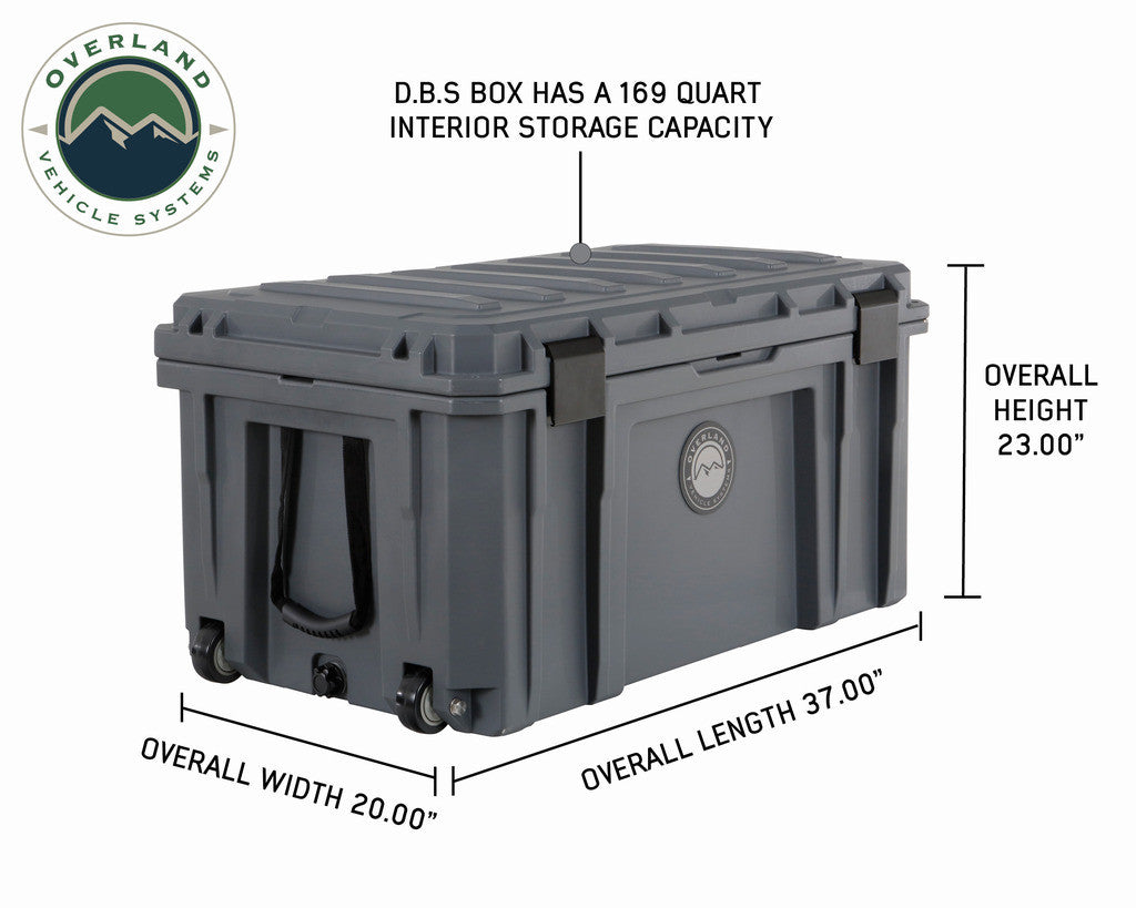 169 QT Dry Box with Wheels, Drain, and Bottle Opener - Dark Grey.