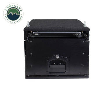 Cargo Box With Slide Out Drawer & Working Station Size - Black Powder Coat Universal