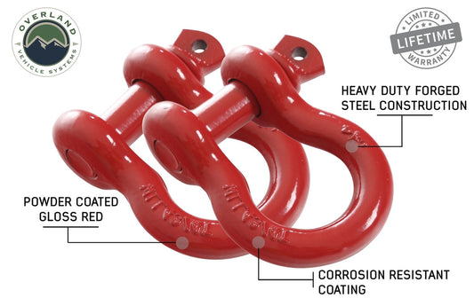 Recovery Shackle 3/4" 4.75 Ton Red - Sold In Pairs.