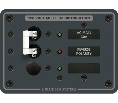 Blue Sea 8029 Breaker Panel With AC Main + 1 Open Position.