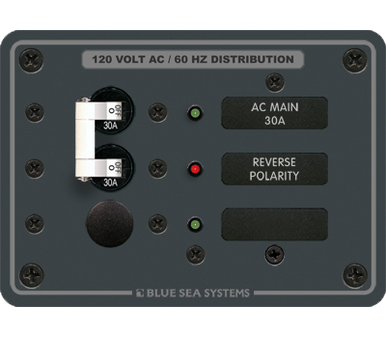 Blue Sea 8029 Breaker Panel With AC Main + 1 Open Position.