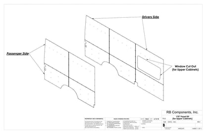 2007-2018 SPRINTER VAN INTERIOR WALL LINER KIT, 170"HIGH ROOF UPHOLSTERED (FOR UPPER CABINETS).