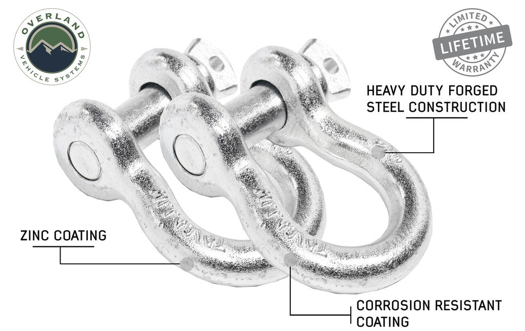 Recovery Shackle D-Ring 3/4" 4.75 Ton Zinc - Sold In Pairs