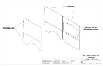 2007 + SPRINTER VAN WALL LINER KIT 144" HIGH ROOF, UPHOLSTERED (NO UPPER CABINETS).