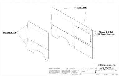 2007 + SPRINTER VAN WALL LINER KIT 144" HIGH ROOF, UPHOLSTERED (NO UPPER CABINETS).