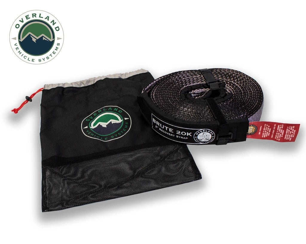 Tow Strap 20,000 lb. 2" x 30' Gray With Black Ends & Storage Bag.