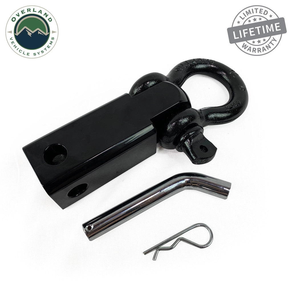 Receiver Mount Recovery Shackle 3/4" 4.75 Ton With Dual Hole Black Universal.