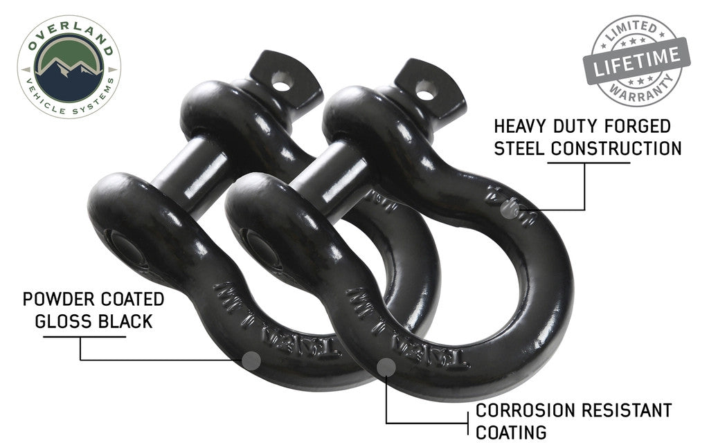 19010201 Recovery Shackle 3/4" 4.75 Ton Black - Sold In Pairs