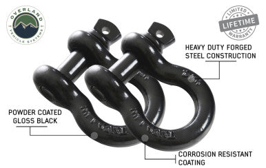 Recovery Shackle 3/4" 4.75 Ton Black - Sold In Pairs.