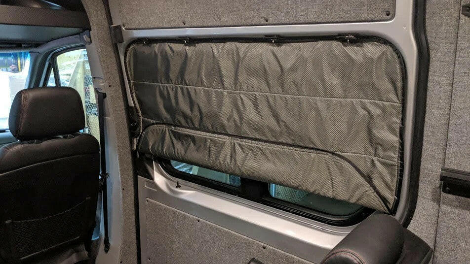 2007 + SPRINTER VAN FABRIC - SLIDING DOOR MAGNETIC WINDOW SHADE W/TOP FASTENERS.