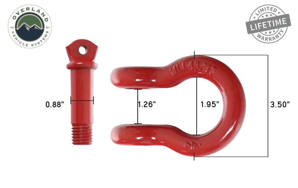 19010204 Recovery Shackle 3/4" 4.75 Ton Red - Sold In Pairs