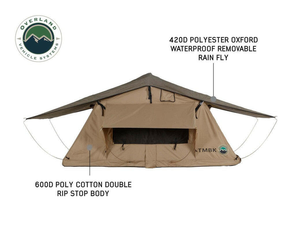 TMBK 3 Person Roof Top Tent with Green Rain Fly.