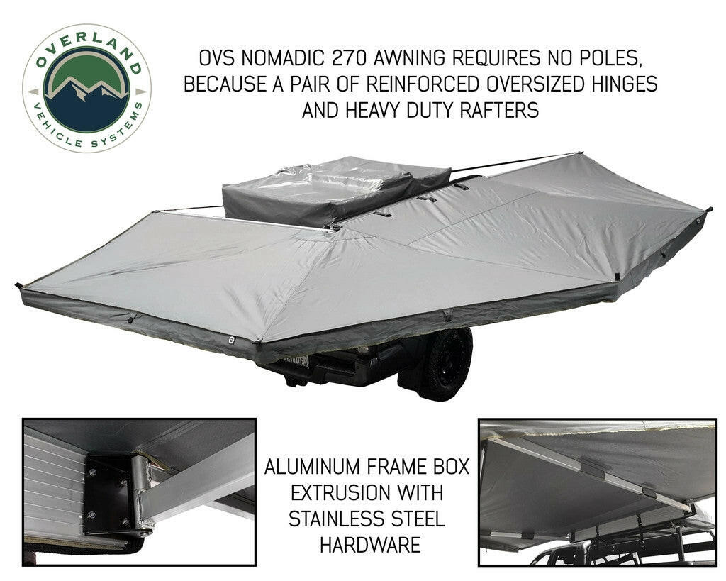 Nomadic Awning 270 Passenger Side - Dark Gray Cover With Black Cover Universal.