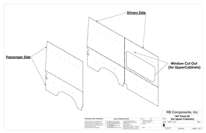 2019+ SPRINTER VAN WALL LINER KIT, 144" HIGH ROOF, UPHOLSTERED (FOR UPPER CABINETS).