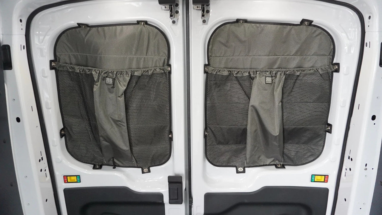 2014 + TRANSIT VAN REAR WINDOW COVERS WITH STUFF BAGS