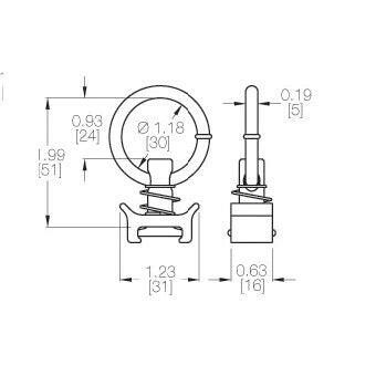 L TRACK FITTING STUD W/ RING, 6-PACK.