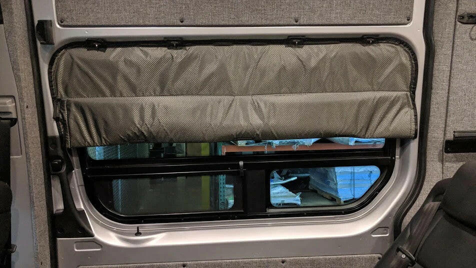 2007 + SPRINTER VAN FABRIC - SLIDING DOOR MAGNETIC WINDOW SHADE W/TOP FASTENERS.