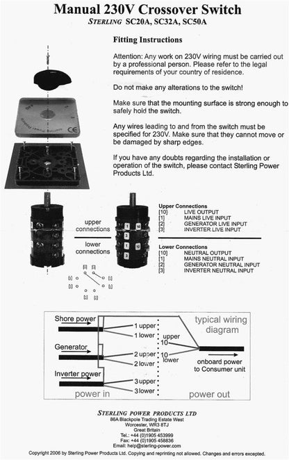 Sterling Power Manual AC Transfer Switch 32A.