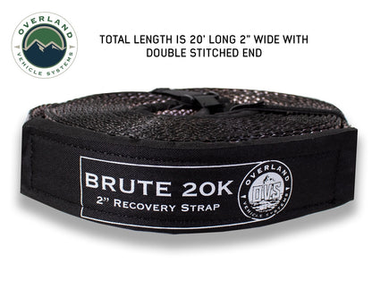 Tow Strap 20,000 lb. 2" x 30' Gray With Black Ends & Storage Bag.