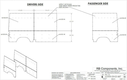 2007 + SPRINTER VAN INTERIOR LINER KIT, 144" HR UPHOLSTERED.