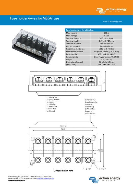 Victron 6-Way MEGA Fuse Holder