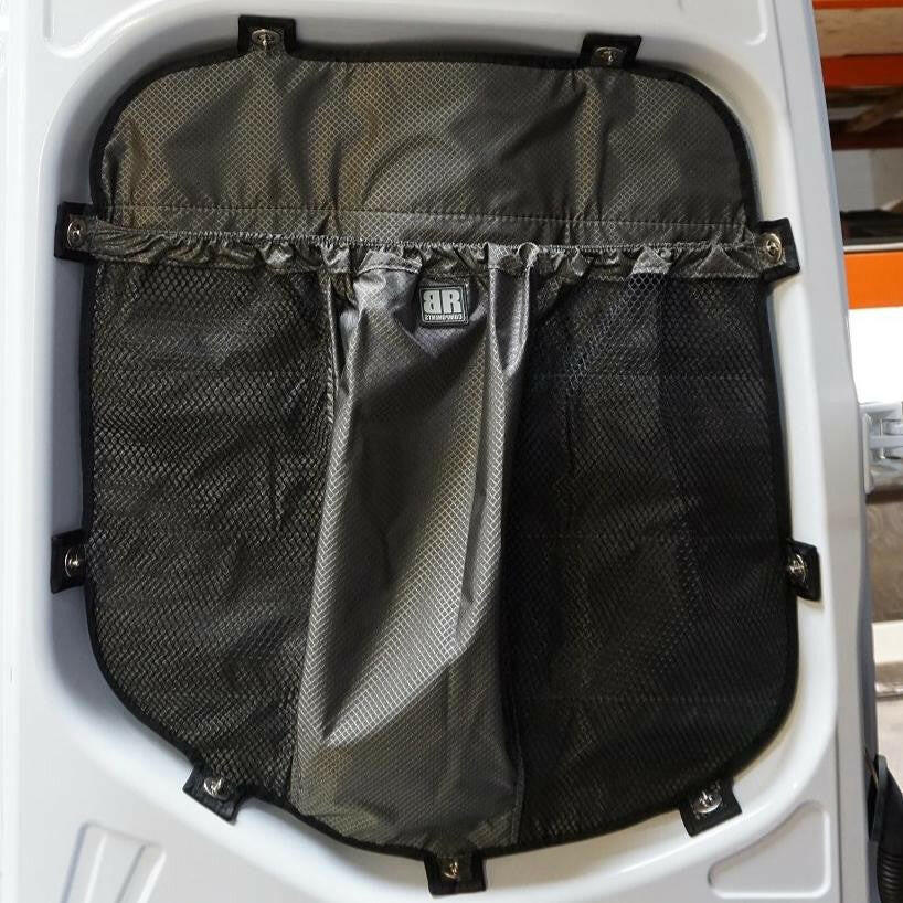 2019+ SPRINTER VAN FABRIC, REAR DOOR WINDOW STUFF BAG.