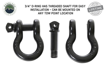 Recovery Shackle 3/4" 4.75 Ton Black - Sold In Pairs.