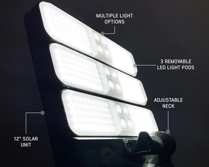 Solar Powered Camping light with removable light pods.