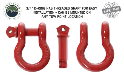 Recovery Shackle 3/4" 4.75 Ton Red - Sold In Pairs.