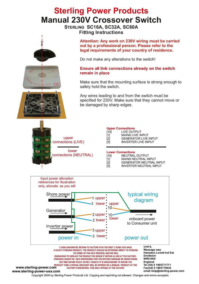 Sterling Power Manual AC Transfer Switch - 63A