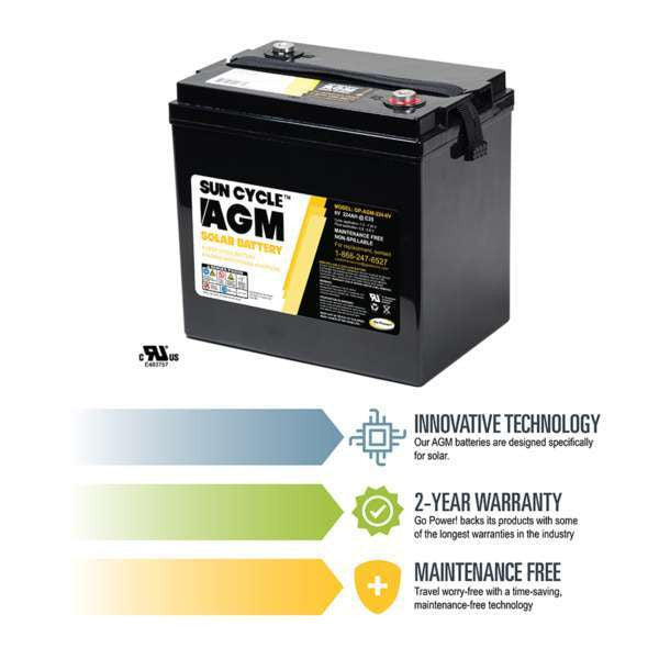 Go Power 6 Volt Sun Cycle Agm Solar Battery.