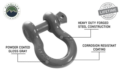 Recovery Shackle 3/4" 4.75 Ton - Gray - Sold In Pairs