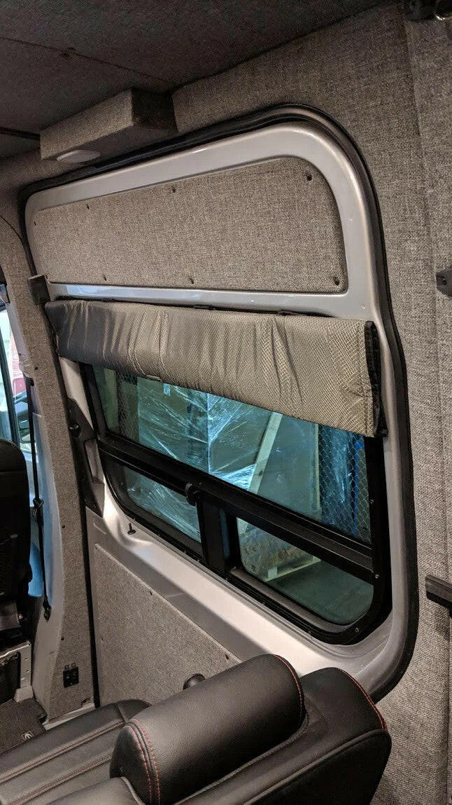 2007 + SPRINTER VAN FABRIC - SLIDING DOOR MAGNETIC WINDOW SHADE W/TOP FASTENERS.