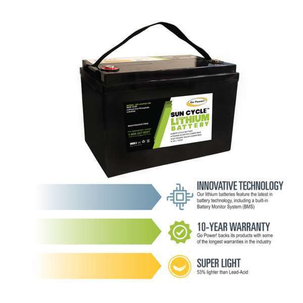 Go Power 100ah Lithium Iron Phosphate Solar Battery