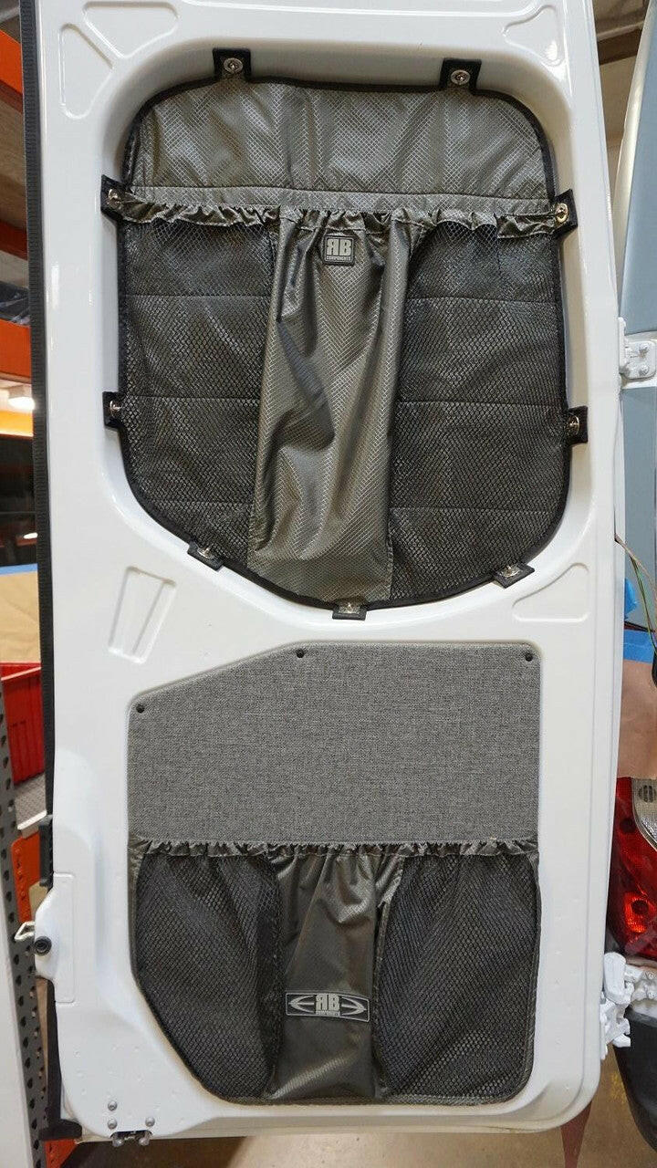 2019+ SPRINTER VAN FABRIC, REAR DOOR WINDOW STUFF BAG.