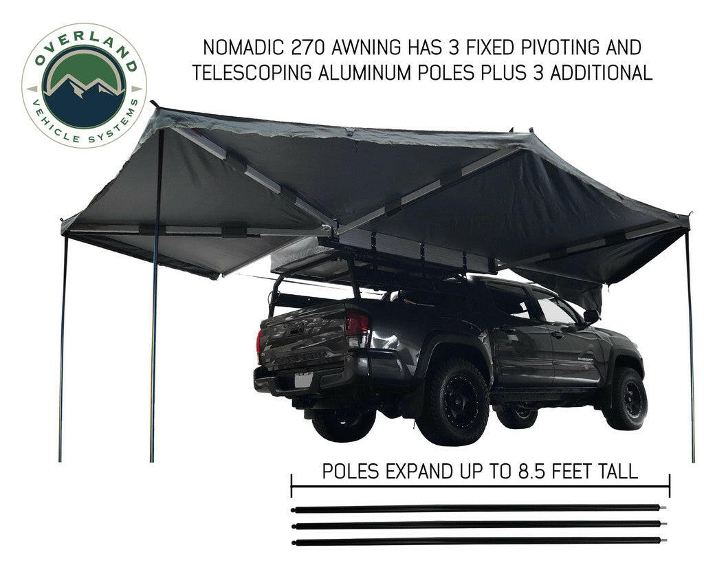 Nomadic Awning 270 Passenger Side - Dark Gray Cover With Black Cover Universal.