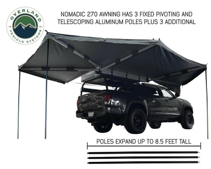 Nomadic Awning 270 Passenger Side - Dark Gray Cover With Black Cover Universal.