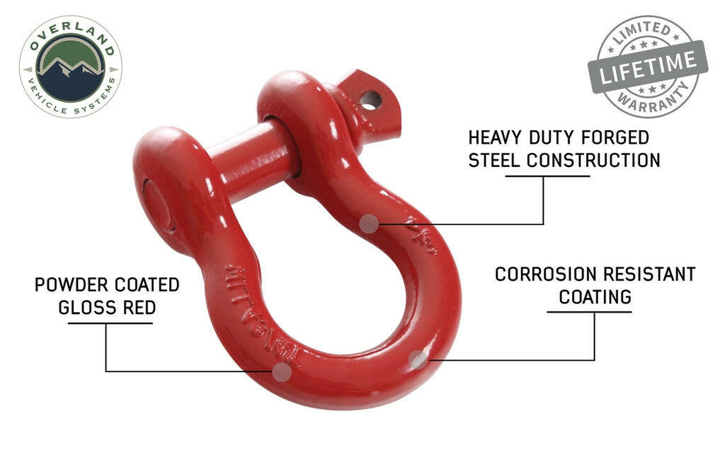 Recovery Shackle 3/4" 4.75 Ton Red.