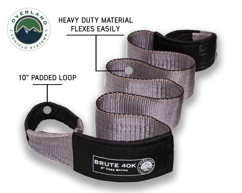 Tow Strap 40,000 lb. 4" x 8' Gray With Black Ends & Storage Bag Universal.