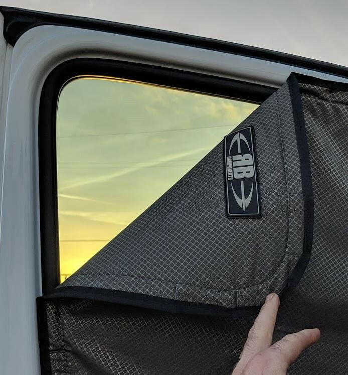 2019 + SPRINTER VAN FABRIC - MAGNETIC FRONT DOOR WINDOW SHADE KIT.