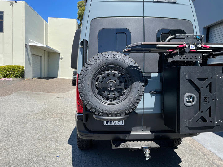 EXPEDITION TIRE CARRIER - ALUMINUM (2019+ SPRINTER VAN & 2020 REVEL/STORYTELLER) VS30.