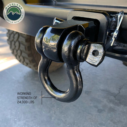 Receiver Mount Recovery Shackle 3/4" 4.75 Ton With Dual Hole Black Universal.