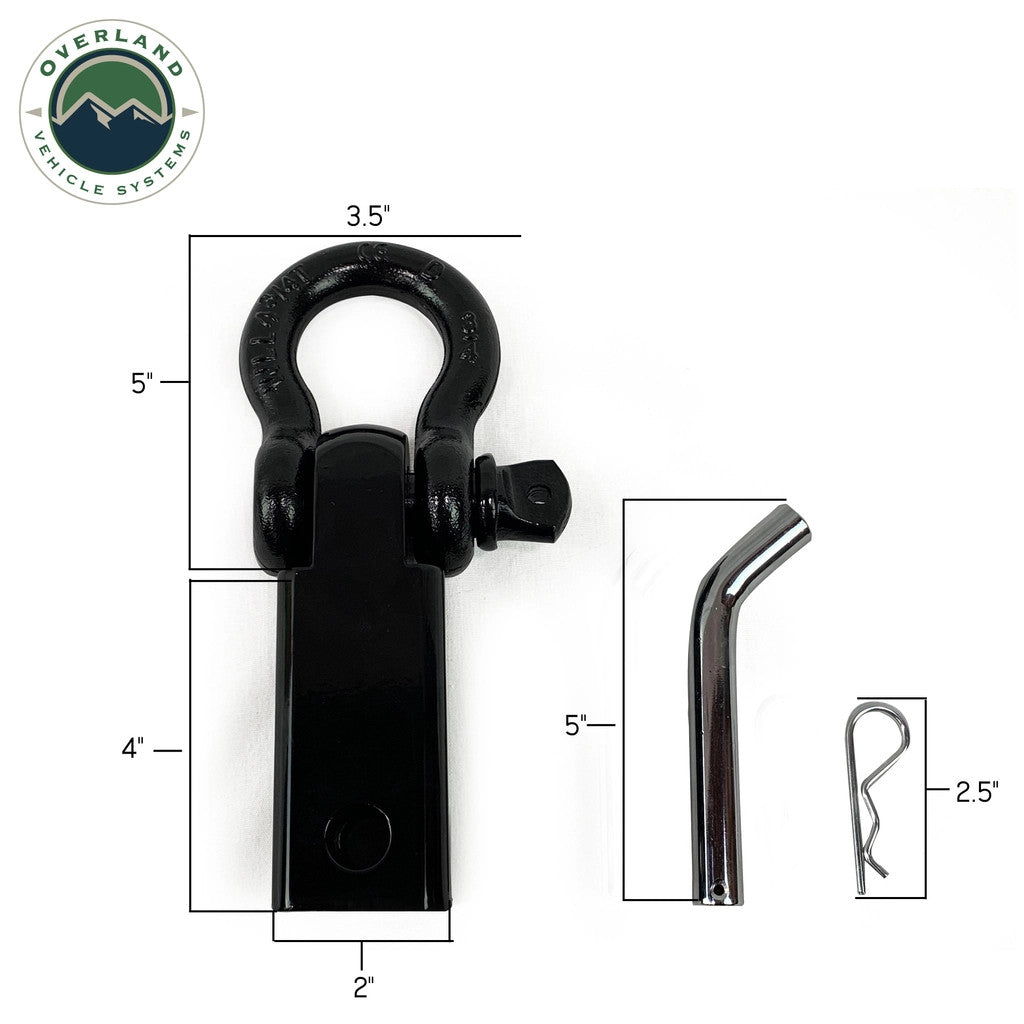 Receiver Mount Recovery Shackle 3/4" 4.75 Ton With Dual Hole Black Universal