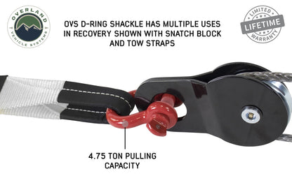 Recovery Shackle 3/4" 4.75 Ton Red - Sold In Pairs.