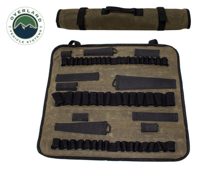 Rolled Bag Socket Organizer With Handle And Straps - #16 Waxed Canvas Universal.