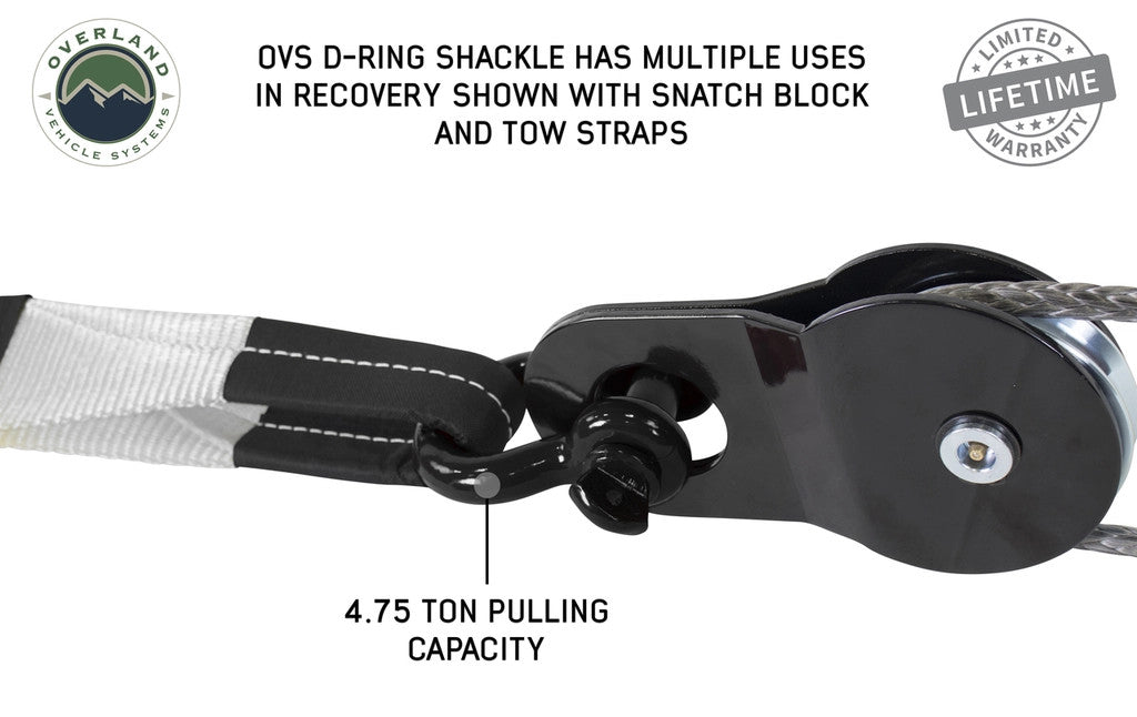 Recovery Shackle 3/4" 4.75 Ton Black - Sold In Pairs.