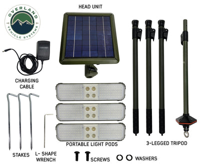 Solar Powered Camping light with removable light pods.